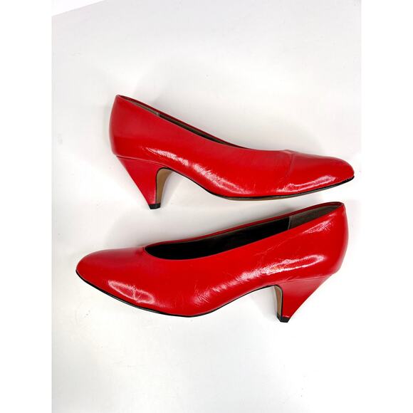 Easy Spirit Dress Shoes Size 5 Red Leather 2" Heel Slip-On Pumps Almond - Picture 8 of 12